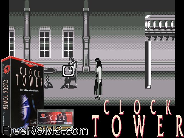 Clock Tower (J) [M][!] Wonderswan game showing 3D box cover and gameplay screenshot